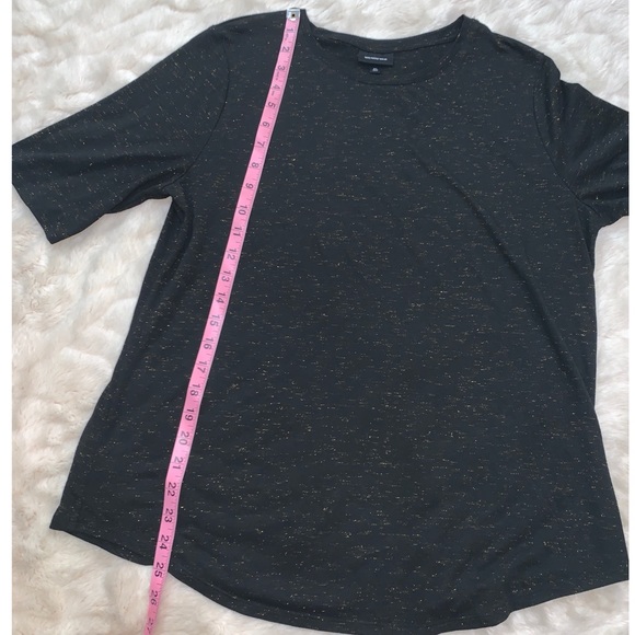 Who What Wear black gold glitter speck casual short sleeve tee shirt - Picture 3 of 8